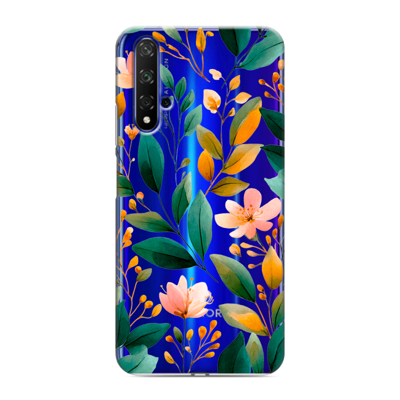 Силиконовый чехол на Huawei Honor 20 с принтом Цветы паттерн Силиконовый чехол на Huawei Honor 20 с принтом Цветы паттерн