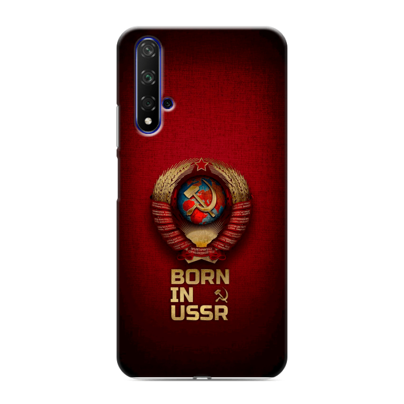 Силиконовый противоударный чехол на Huawei Honor 20 с принтом Флаг Герб СССР Силиконовый противоударный чехол на Huawei Honor 20 с принтом Флаг Герб СССР
