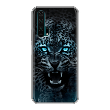 Силиконовый противоударный чехол на Huawei Honor 20 Pro с принтом Темный леопард Силиконовый противоударный чехол на Huawei Honor 20 Pro с принтом Темный леопард