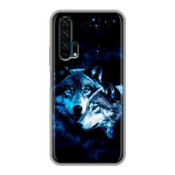 Силиконовый противоударный чехол на Huawei Honor 20 Pro с принтом Волки Силиконовый противоударный чехол на Huawei Honor 20 Pro с принтом Волки