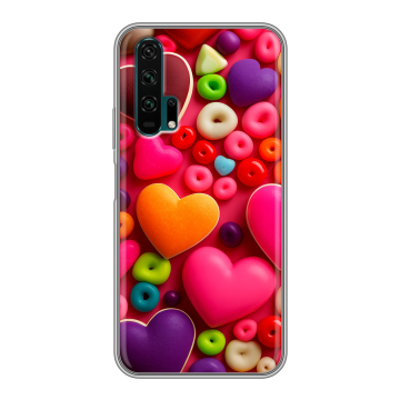 Силиконовый противоударный чехол на Huawei Honor 20 Pro с принтом Сердечки Силиконовый противоударный чехол на Huawei Honor 20 Pro с принтом Сердечки