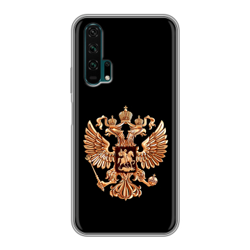 Силиконовый противоударный чехол на Huawei Honor 20 Pro с принтом Герб России золотой Силиконовый противоударный чехол на Huawei Honor 20 Pro с принтом Герб России золотой