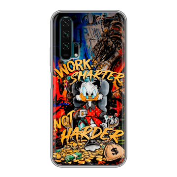 Силиконовый противоударный чехол на Huawei Honor 20 Pro с принтом Дональд Дак Деньги Силиконовый противоударный чехол на Huawei Honor 20 Pro с принтом Дональд Дак Деньги