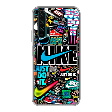 Силиконовый противоударный чехол на Huawei Honor 20 Pro с принтом найк nike черный Силиконовый противоударный чехол на Huawei Honor 20 Pro с принтом найк nike черный