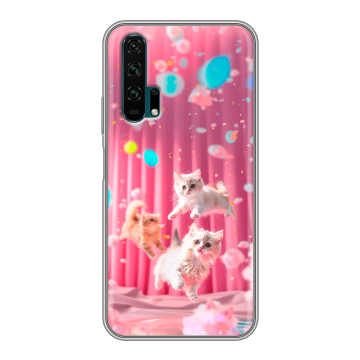 Силиконовый противоударный чехол на Huawei Honor 20 Pro с принтом милые котики Силиконовый противоударный чехол на Huawei Honor 20 Pro с принтом милые котики