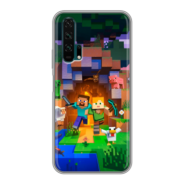 Силиконовый противоударный чехол на Huawei Honor 20 Pro с принтом Майнкрафт Minecraft Силиконовый противоударный чехол на Huawei Honor 20 Pro с принтом Майнкрафт Minecraft