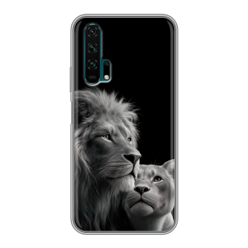 Силиконовый противоударный чехол на Huawei Honor 20 Pro с принтом Лев кошки Силиконовый противоударный чехол на Huawei Honor 20 Pro с принтом Лев кошки