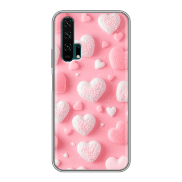 Силиконовый противоударный чехол на Huawei Honor 20 Pro с принтом Сердечки Силиконовый противоударный чехол на Huawei Honor 20 Pro с принтом Сердечки