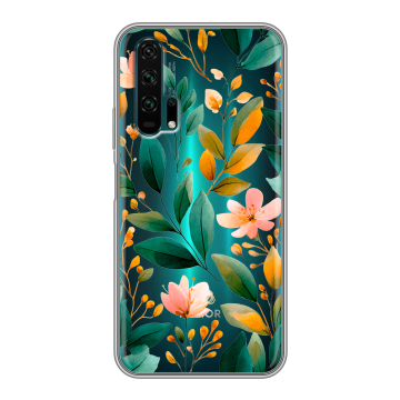 Силиконовый противоударный чехол на Huawei Honor 20 Pro с принтом Цветы паттерн Силиконовый противоударный чехол на Huawei Honor 20 Pro с принтом Цветы паттерн