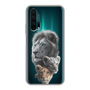 Силиконовый противоударный чехол на Huawei Honor 20 Pro с принтом Львы Силиконовый противоударный чехол на Huawei Honor 20 Pro с принтом Львы
