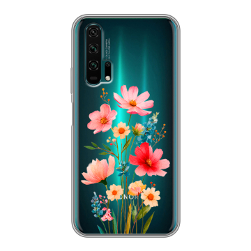 Силиконовый противоударный чехол на Huawei Honor 20 Pro с принтом Цветы Силиконовый противоударный чехол на Huawei Honor 20 Pro с принтом Цветы