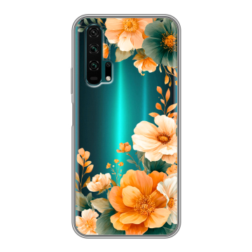 Силиконовый противоударный чехол на Huawei Honor 20 Pro с принтом Цветы принт Силиконовый противоударный чехол на Huawei Honor 20 Pro с принтом Цветы принт