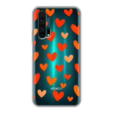 Силиконовый противоударный чехол на Huawei Honor 20 Pro с принтом Сердечки Силиконовый противоударный чехол на Huawei Honor 20 Pro с принтом Сердечки