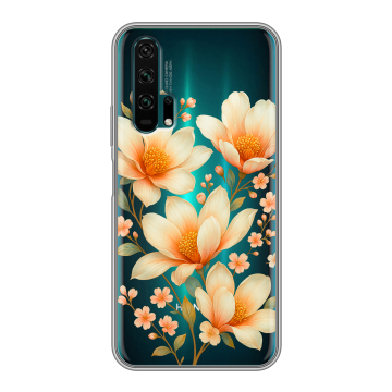 Силиконовый противоударный чехол на Huawei Honor 20 Pro с принтом Цветы Силиконовый противоударный чехол на Huawei Honor 20 Pro с принтом Цветы