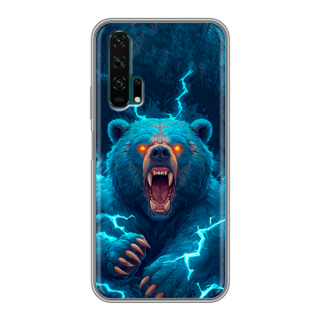 Силиконовый противоударный чехол на Huawei Honor 20 Pro с принтом Медведь Силиконовый противоударный чехол на Huawei Honor 20 Pro с принтом Медведь