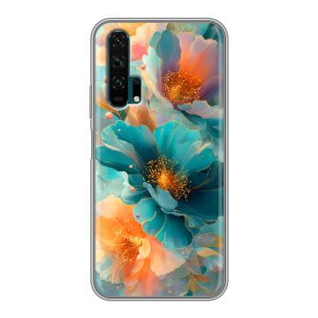 Силиконовый противоударный чехол на Huawei Honor 20 Pro с принтом Цветы Силиконовый противоударный чехол на Huawei Honor 20 Pro с принтом Цветы