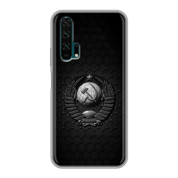 Силиконовый противоударный чехол на Huawei Honor 20 Pro с принтом Герб Флаг СССР