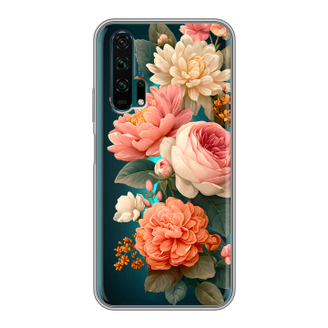 Силиконовый противоударный чехол на Huawei Honor 20 Pro с принтом цветы