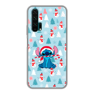 Силиконовый противоударный чехол на Huawei Honor 20 Pro с принтом Стич Новый год