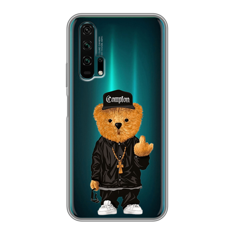 Силиконовый противоударный чехол на Huawei Honor 20 Pro с принтом Мишка Силиконовый противоударный чехол на Huawei Honor 20 Pro с принтом Мишка