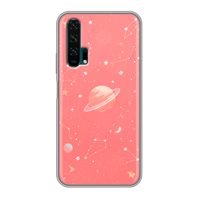 Силиконовый противоударный чехол на Huawei Honor 20 Pro с принтом Розовый космос Силиконовый противоударный чехол на Huawei Honor 20 Pro с принтом Розовый космос