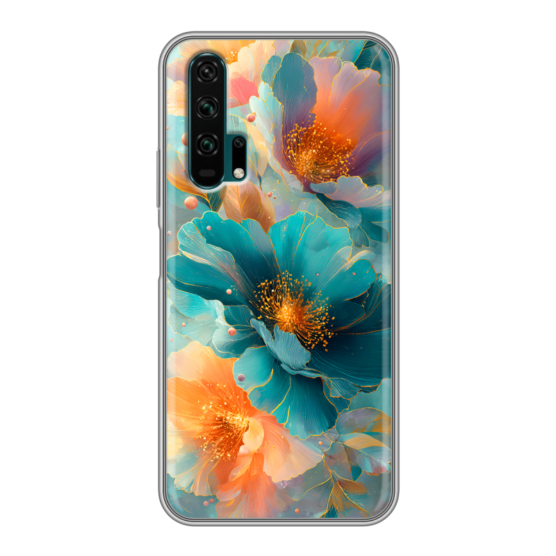Силиконовый противоударный чехол на Huawei Honor 20 Pro с принтом Цветы Силиконовый противоударный чехол на Huawei Honor 20 Pro с принтом Цветы