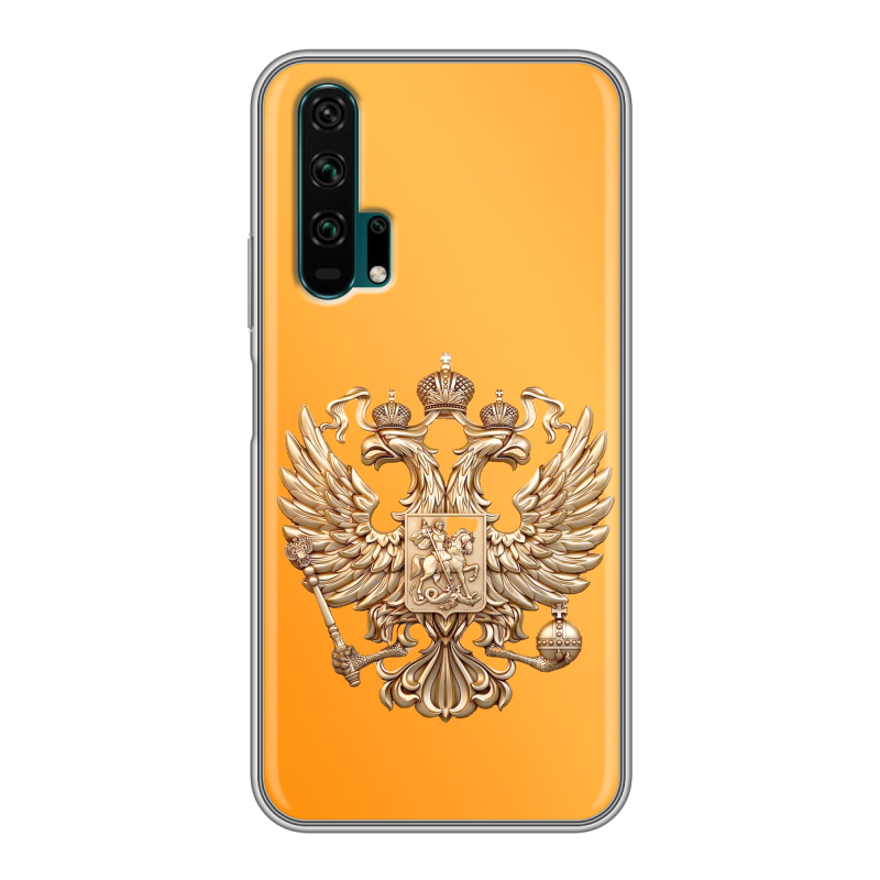 Силиконовый противоударный чехол на Huawei Honor 20 Pro с принтом Герб Флаг России Силиконовый противоударный чехол на Huawei Honor 20 Pro с принтом Герб Флаг России