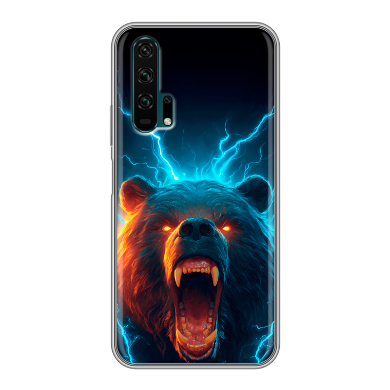 Силиконовый противоударный чехол на Huawei Honor 20 Pro с принтом Медведь Силиконовый противоударный чехол на Huawei Honor 20 Pro с принтом Медведь