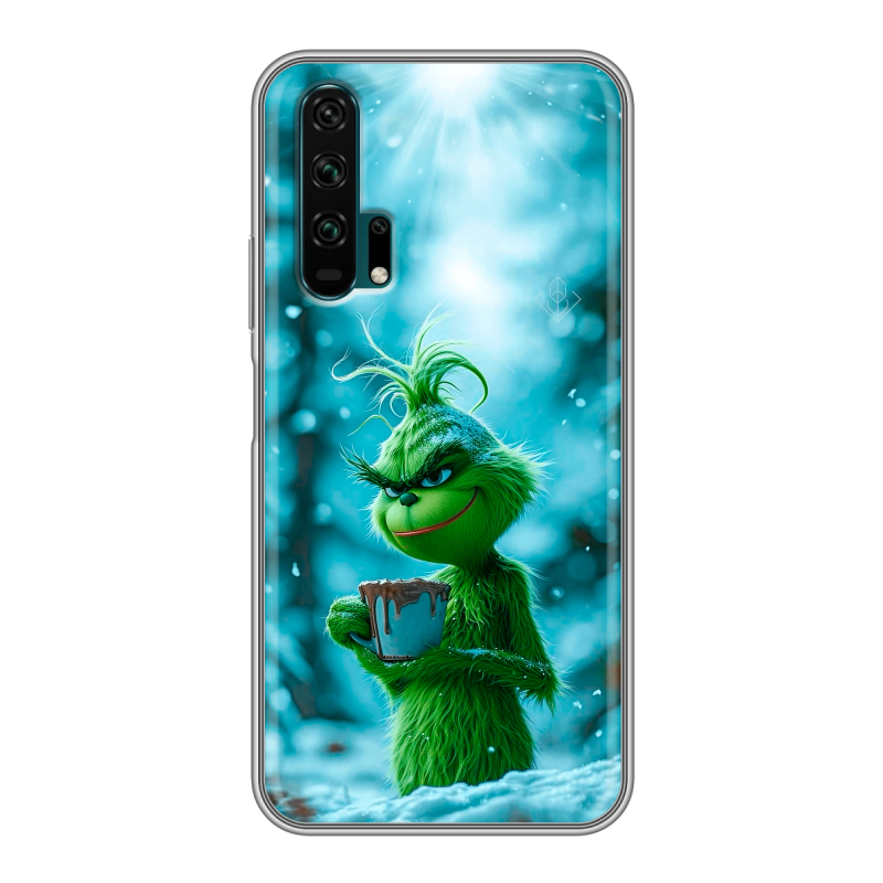 Силиконовый противоударный чехол на Huawei Honor 20 Pro с принтом Новый год гринч Силиконовый противоударный чехол на Huawei Honor 20 Pro с принтом Новый год гринч