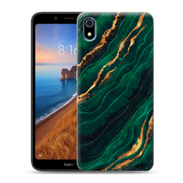Силиконовый чехол на Xiaomi RedMi 7A с принтом Мрамор зеленое золото Силиконовый чехол на Xiaomi RedMi 7A с принтом Мрамор зеленое золото