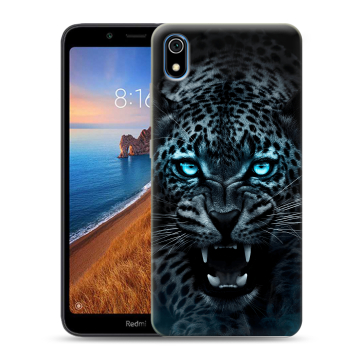 Силиконовый чехол на Xiaomi RedMi 7A с принтом Темный леопард Силиконовый чехол на Xiaomi RedMi 7A с принтом Темный леопард
