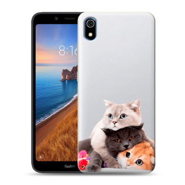 Силиконовый чехол на Xiaomi RedMi 7A с принтом Кошки Силиконовый чехол на Xiaomi RedMi 7A с принтом Кошки