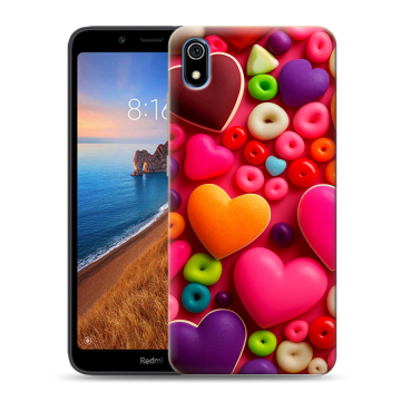 Силиконовый чехол на Xiaomi RedMi 7A с принтом Сердечки Силиконовый чехол на Xiaomi RedMi 7A с принтом Сердечки
