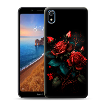 Силиконовый чехол на Xiaomi RedMi 7A с принтом Розы красные Силиконовый чехол на Xiaomi RedMi 7A с принтом Розы красные