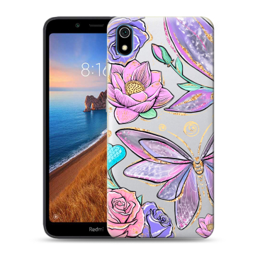 Силиконовый чехол на Xiaomi RedMi 7A с принтом Бабочки и цветы Силиконовый чехол на Xiaomi RedMi 7A с принтом Бабочки и цветы
