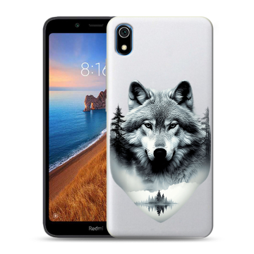 Силиконовый чехол на Xiaomi RedMi 7A с принтом Волк в лесу Силиконовый чехол на Xiaomi RedMi 7A с принтом Волк в лесу