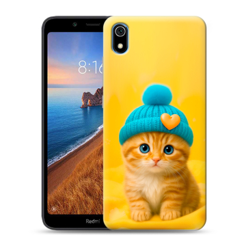 Силиконовый чехол на Xiaomi RedMi 7A с принтом Котенок в шапке Силиконовый чехол на Xiaomi RedMi 7A с принтом Котенок в шапке