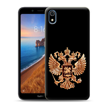 Силиконовый чехол на Xiaomi RedMi 7A с принтом Герб России золотой