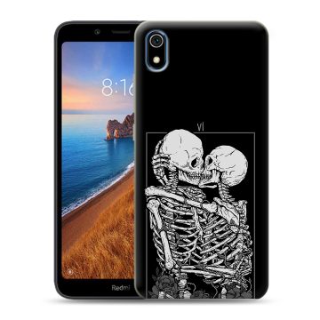 Силиконовый чехол на Xiaomi RedMi 7A с принтом Поцелуй скелетов Силиконовый чехол на Xiaomi RedMi 7A с принтом Поцелуй скелетов