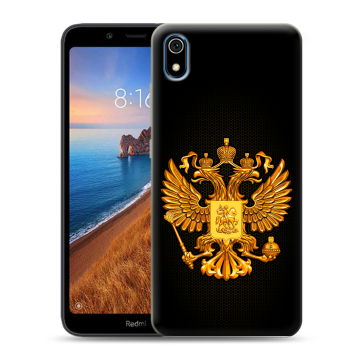 Силиконовый чехол на Xiaomi RedMi 7A с принтом Герб России желтый Силиконовый чехол на Xiaomi RedMi 7A с принтом Герб России желтый