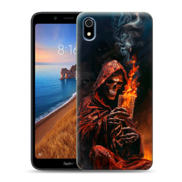 Силиконовый чехол на Xiaomi RedMi 7A с принтом Скелет и карты Силиконовый чехол на Xiaomi RedMi 7A с принтом Скелет и карты