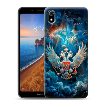 Силиконовый чехол на Xiaomi RedMi 7A с принтом Герб флаг России Силиконовый чехол на Xiaomi RedMi 7A с принтом Герб флаг России
