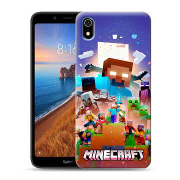 Силиконовый чехол на Xiaomi RedMi 7A с принтом Майнкрафт Minecraft