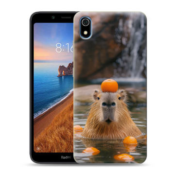 Силиконовый чехол на Xiaomi RedMi 7A с принтом Капибара с апельсином Силиконовый чехол на Xiaomi RedMi 7A с принтом Капибара с апельсином