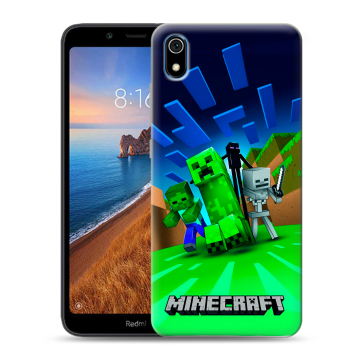 Силиконовый чехол на Xiaomi RedMi 7A с принтом Майнкрафт