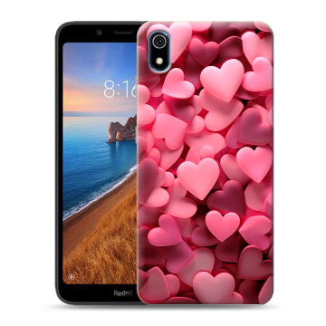 Силиконовый чехол на Xiaomi RedMi 7A с принтом розовые сердечки Силиконовый чехол на Xiaomi RedMi 7A с принтом розовые сердечки