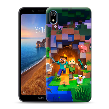 Силиконовый чехол на Xiaomi RedMi 7A с принтом Майнкрафт Minecraft