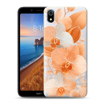 Силиконовый чехол на Xiaomi RedMi 7A с принтом Бежевые цветы