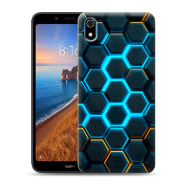 Силиконовый чехол на Xiaomi RedMi 7A с принтом Неоновые соты