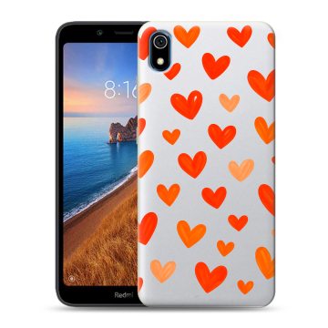 Силиконовый чехол на Xiaomi RedMi 7A с принтом Сердечки